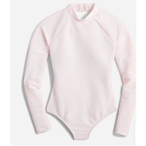 J. Crew $128 Active Ribbed Long Sleeve One Piece Swimsuit Size 12 BE806 Pink